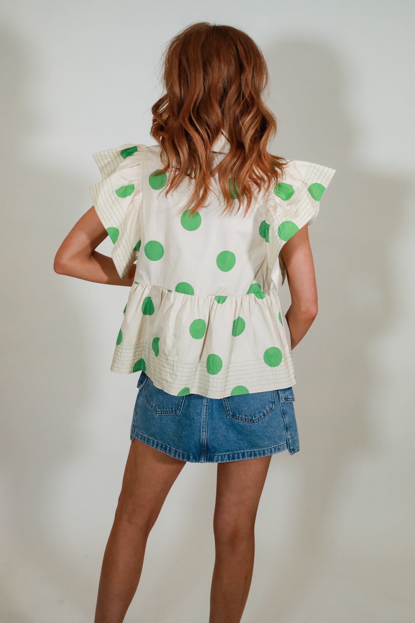 Ruffle Sleeve Polka Dot Top