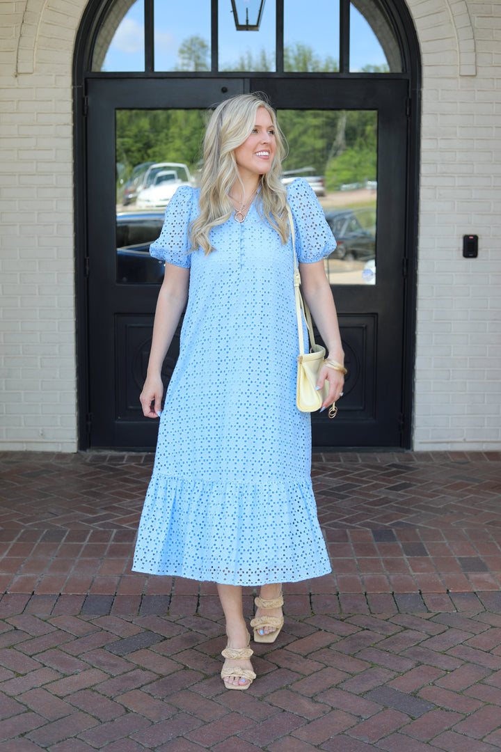 Warm Breeze Eyelet Midi Dress