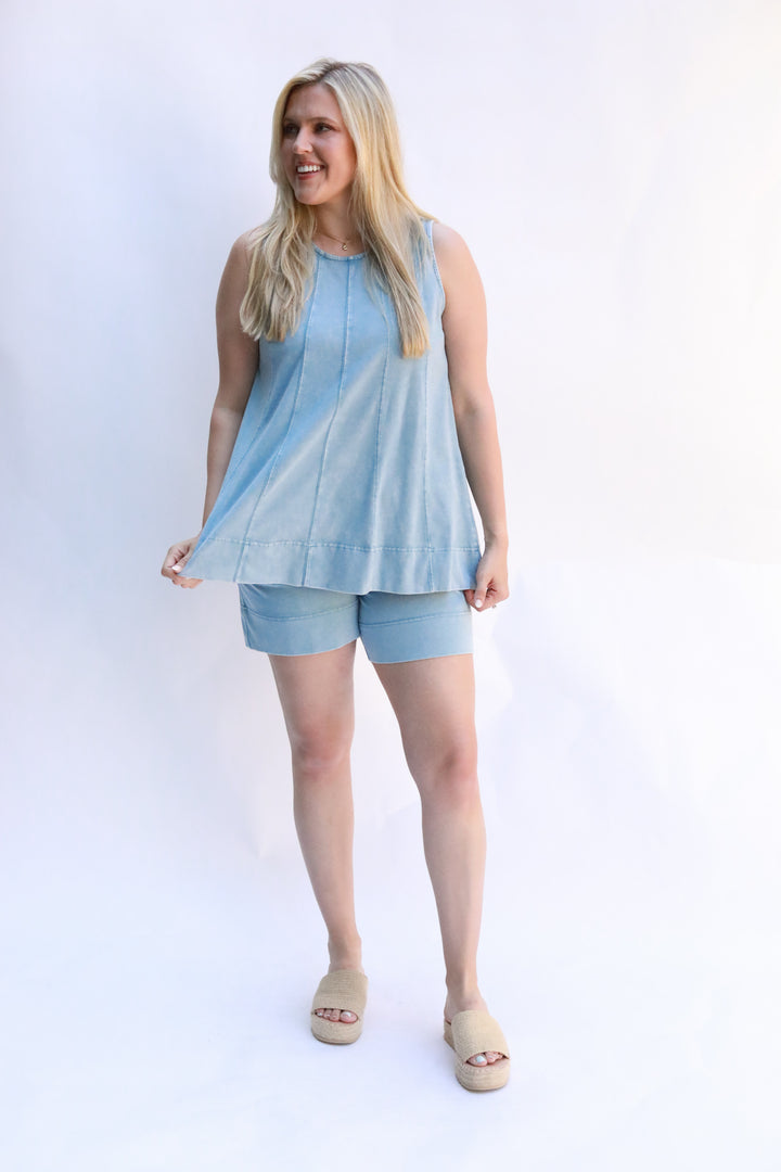 Sleeveless Mineral Wash Top