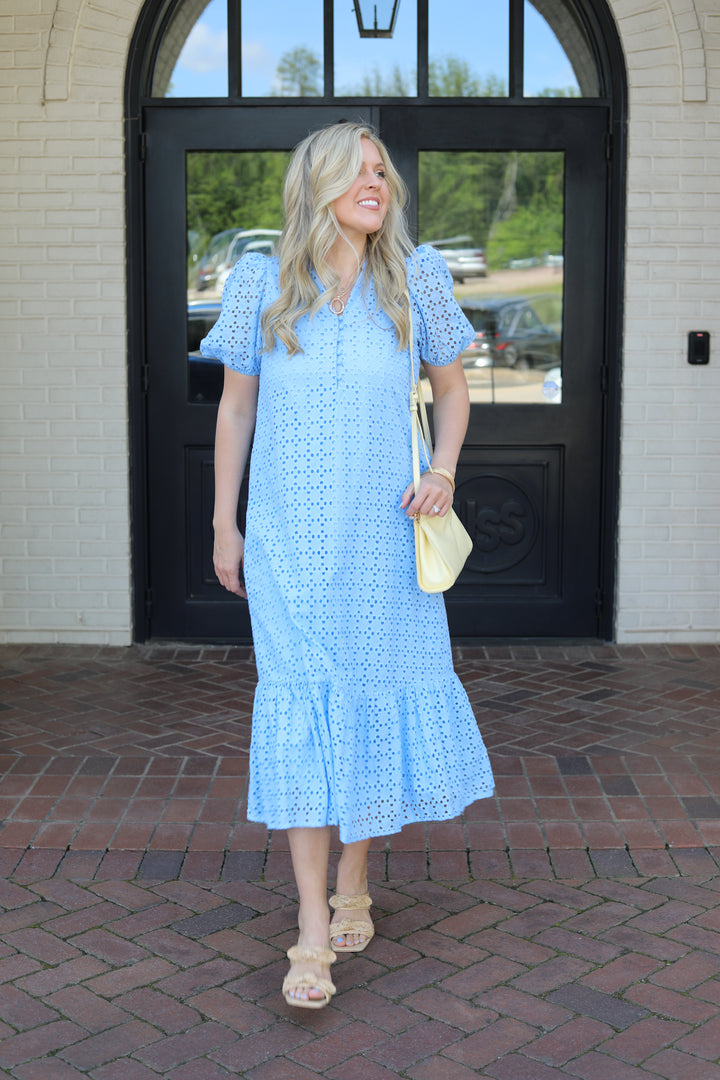 Warm Breeze Eyelet Midi Dress
