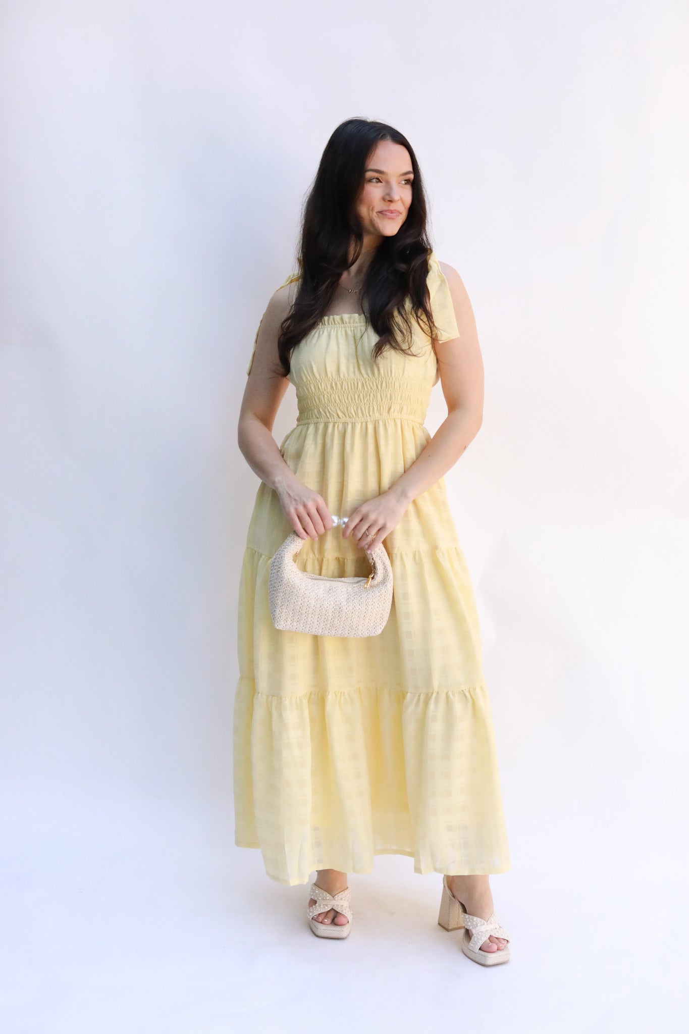 Tie Shoulder Midi Dress