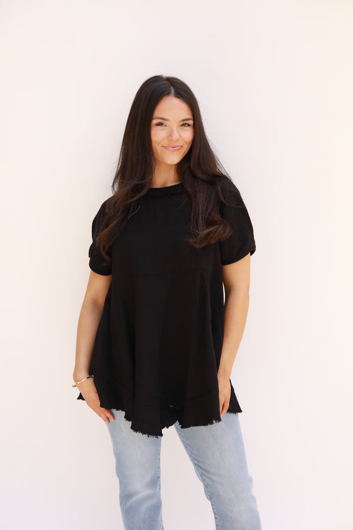 Crinkle Square Yoke Swing Top