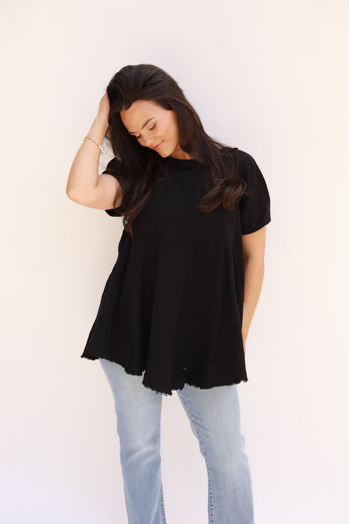 Crinkle Square Yoke Swing Top