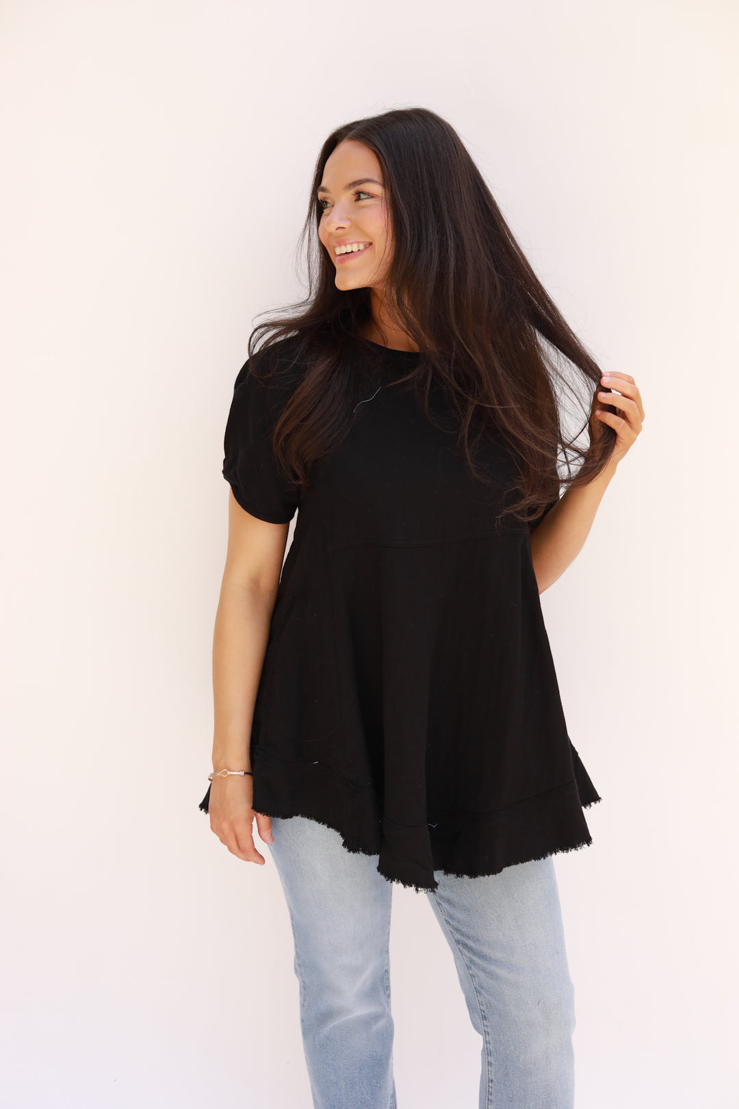 Crinkle Square Yoke Swing Top