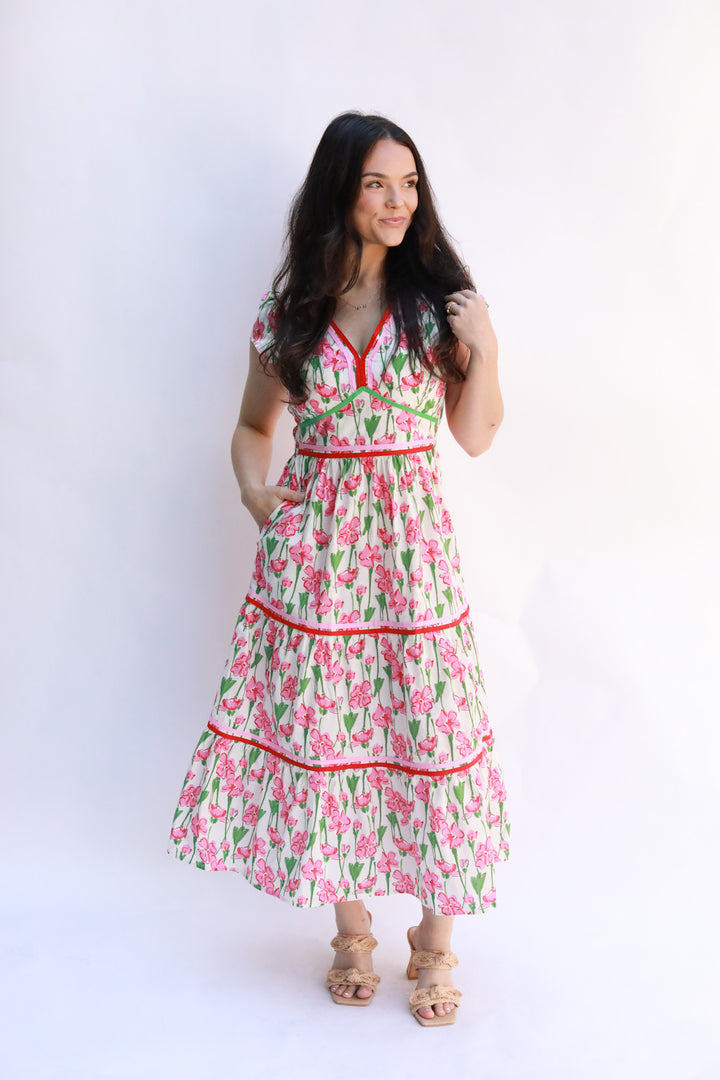 Fitted Floral Midi Dress