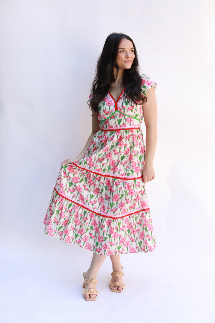 Fitted Floral Midi Dress