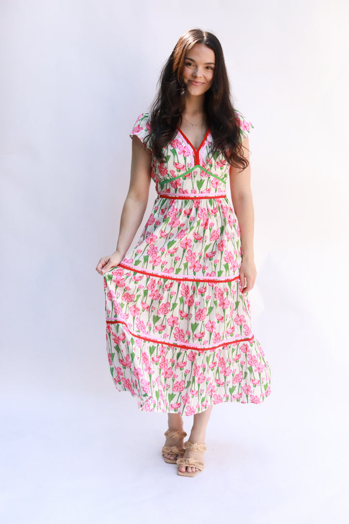 Fitted Floral Midi Dress