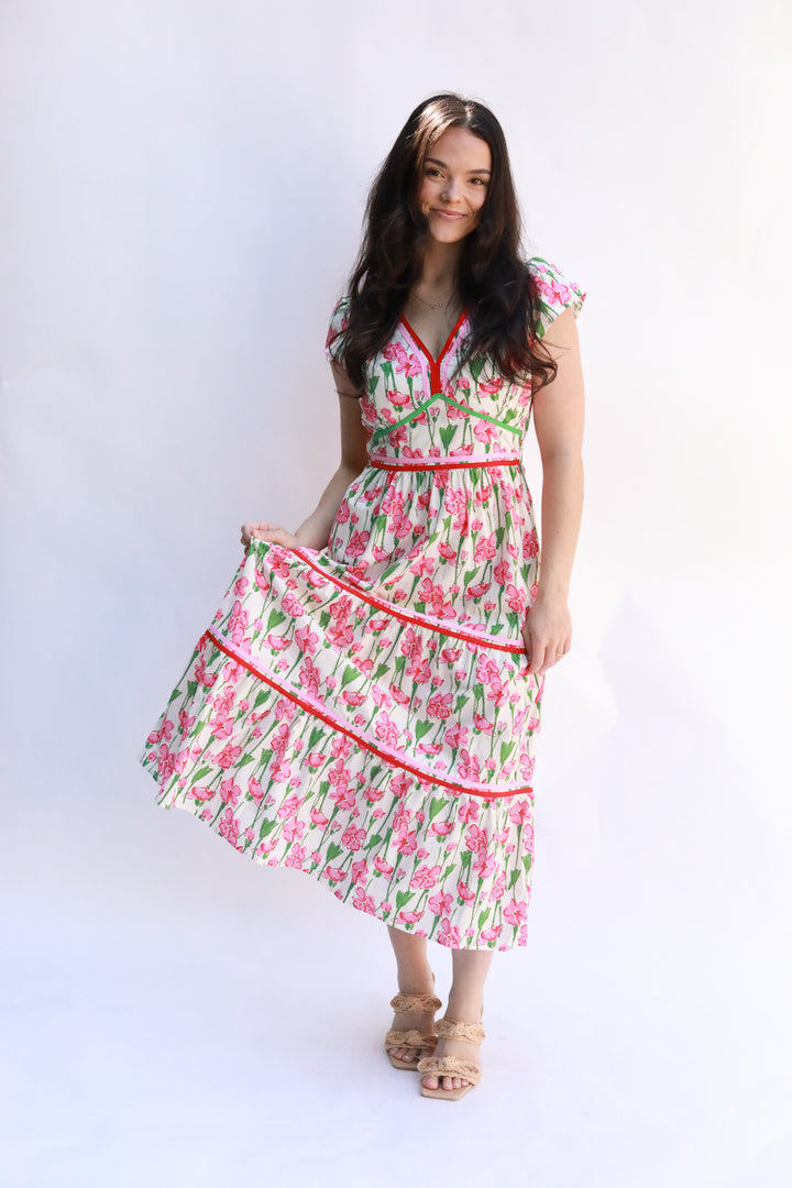 Fitted Floral Midi Dress