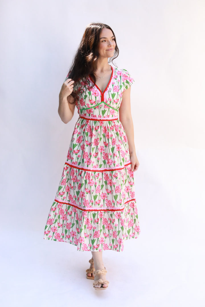 Fitted Floral Midi Dress