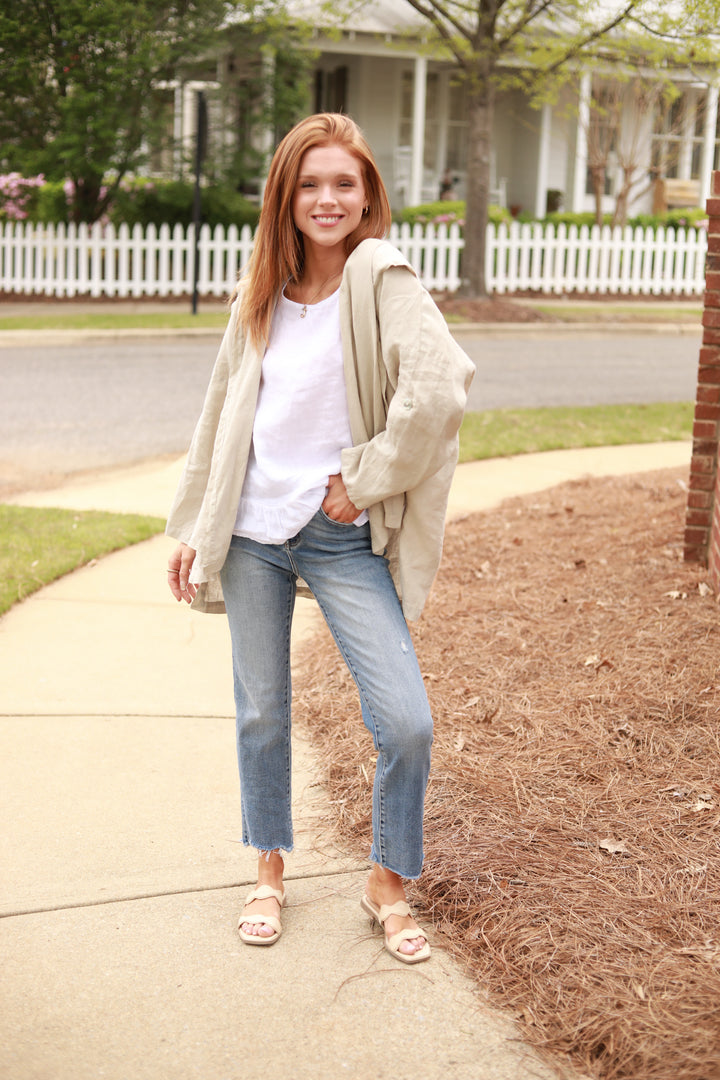 Ruffle Hem Linen Tank