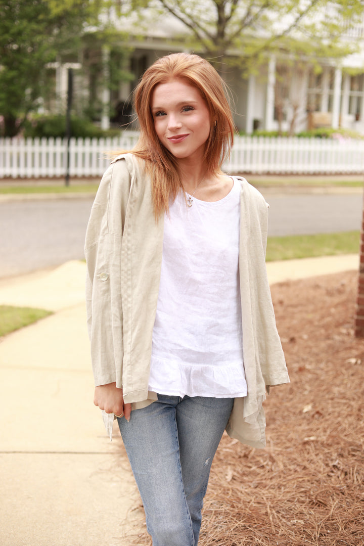 Ruffle Hem Linen Tank