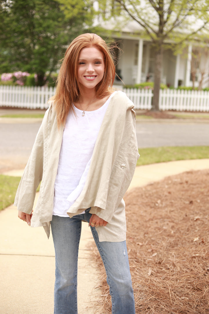 Ruffle Hem Linen Tank