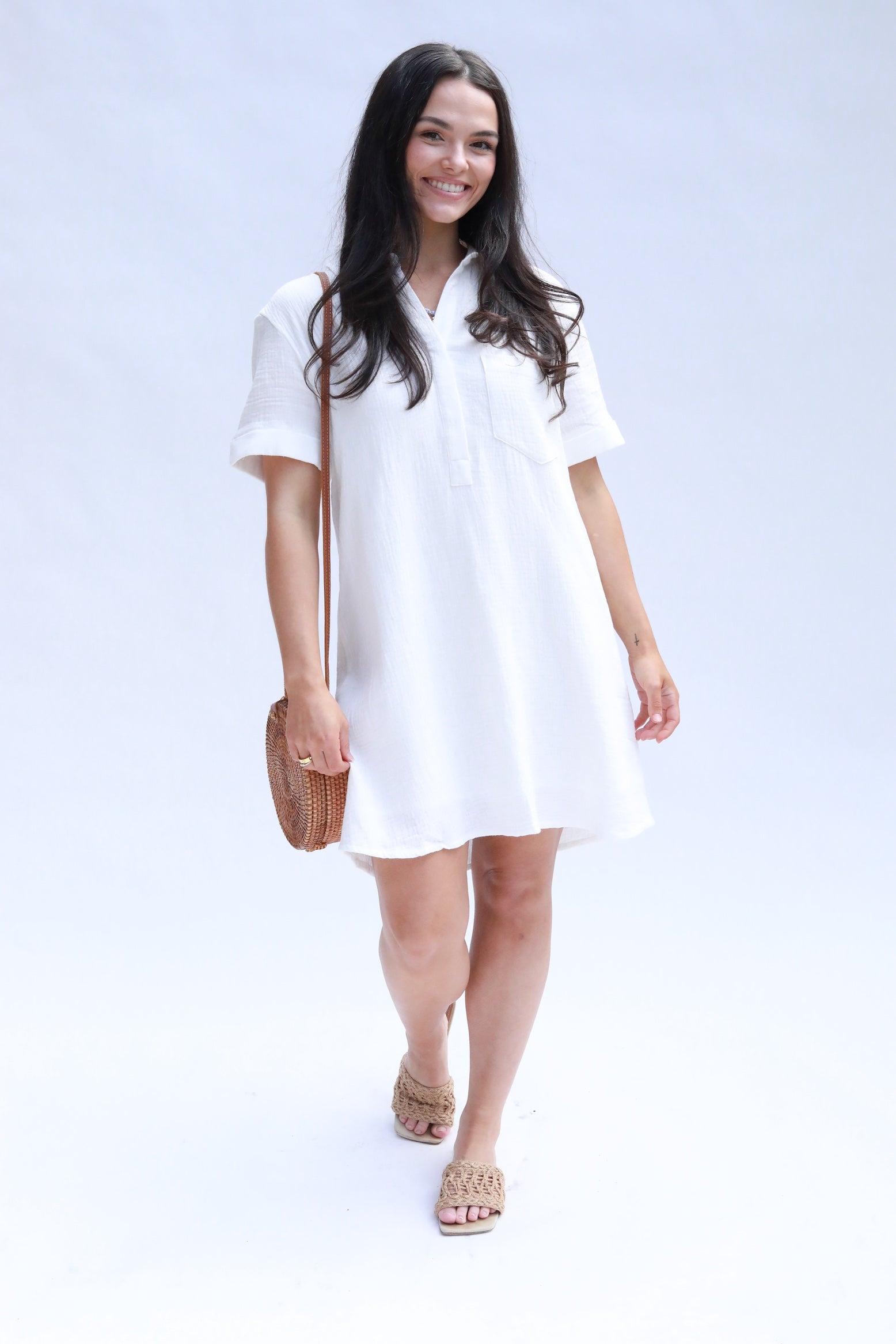 Crinkle Shirt Dress