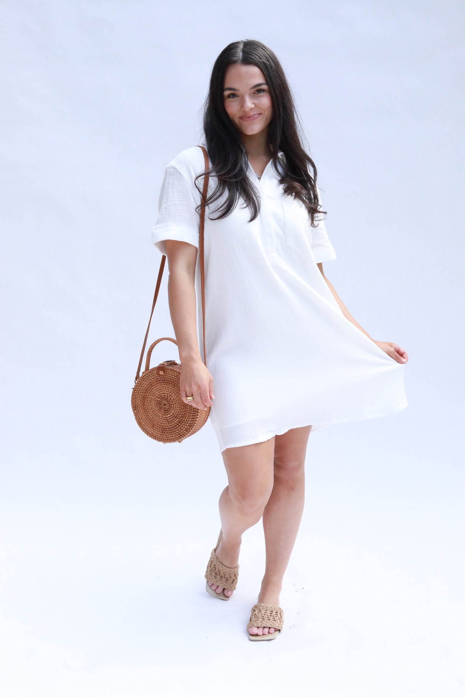 Crinkle Shirt Dress