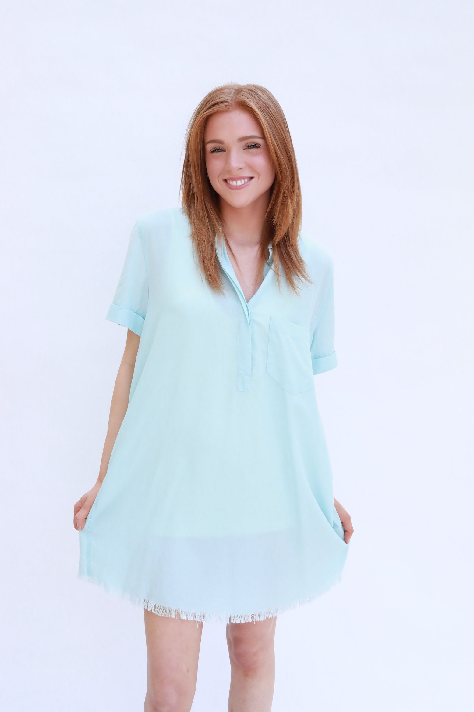 Cuffed Collar Henley Dress