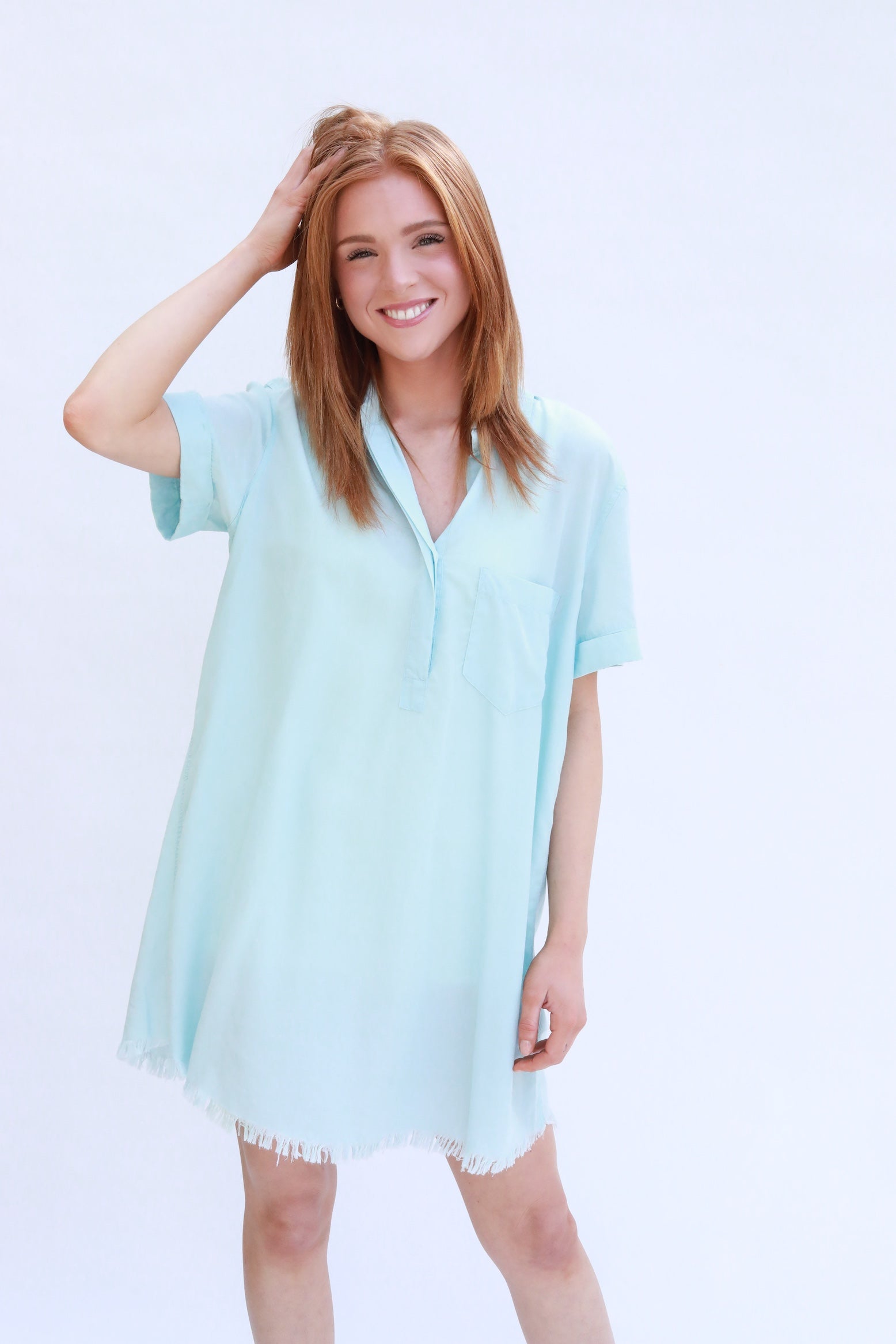 Cuffed Collar Henley Dress