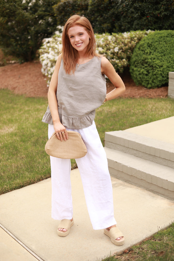 Ruffle Hem Linen Tank