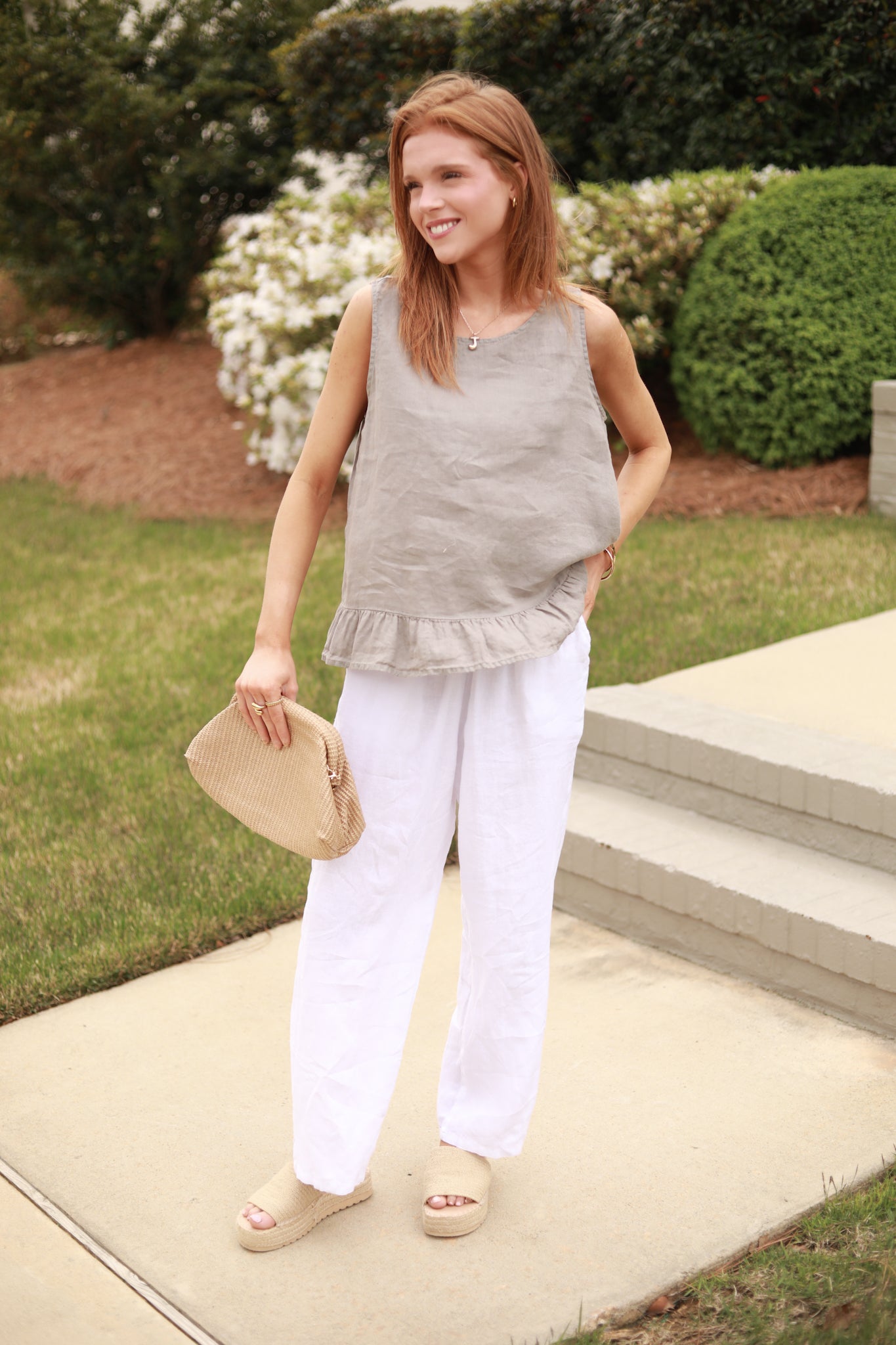 Ruffle Hem Linen Tank
