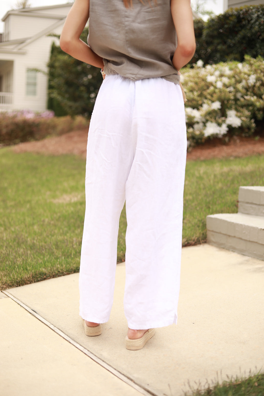 Elastic Waist Linen Pant