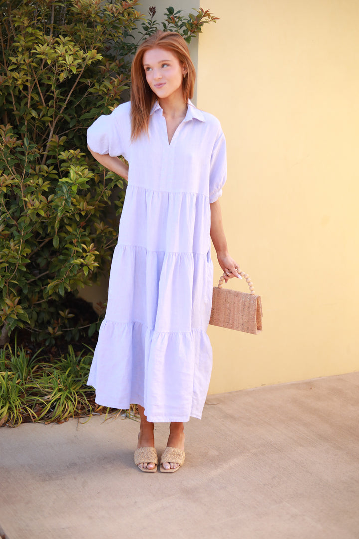 Tiered Linen Midi Dress