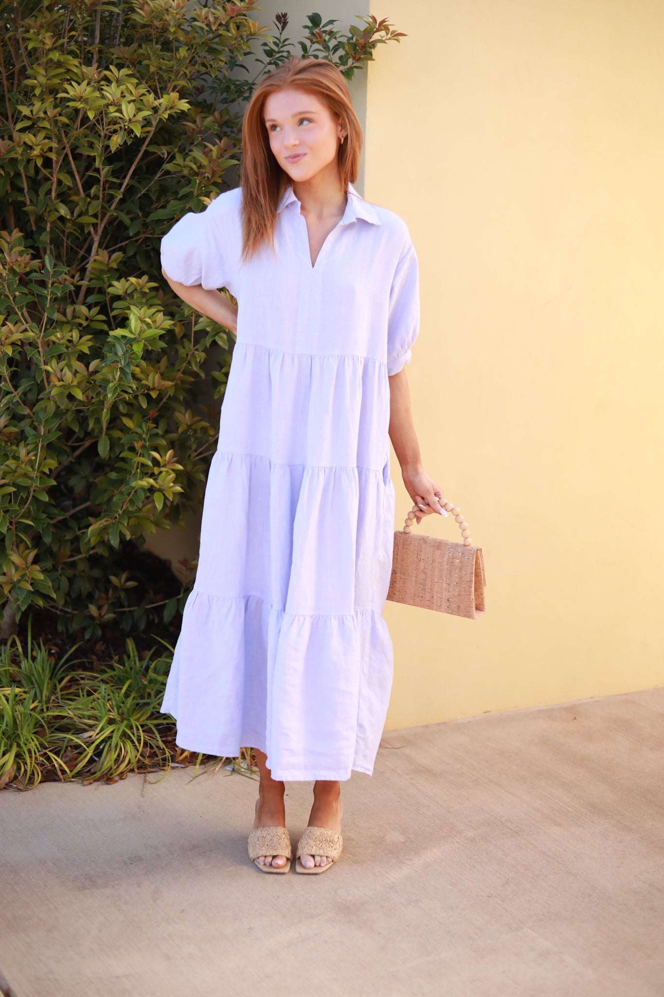 Tiered Linen Midi Dress