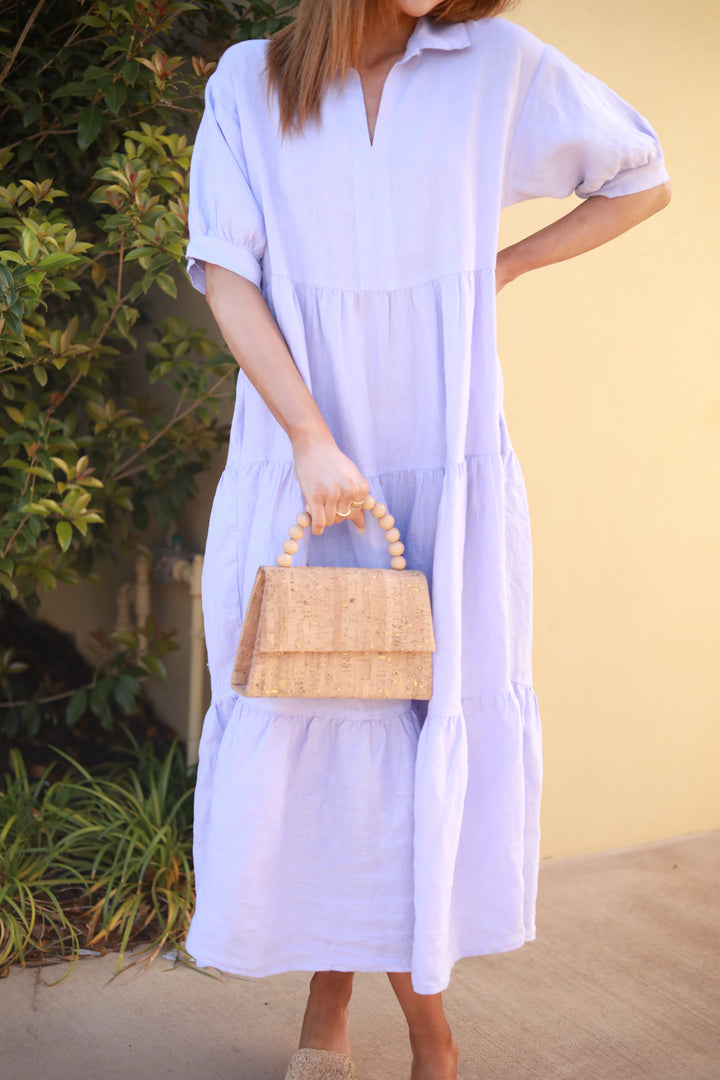 Tiered Linen Midi Dress