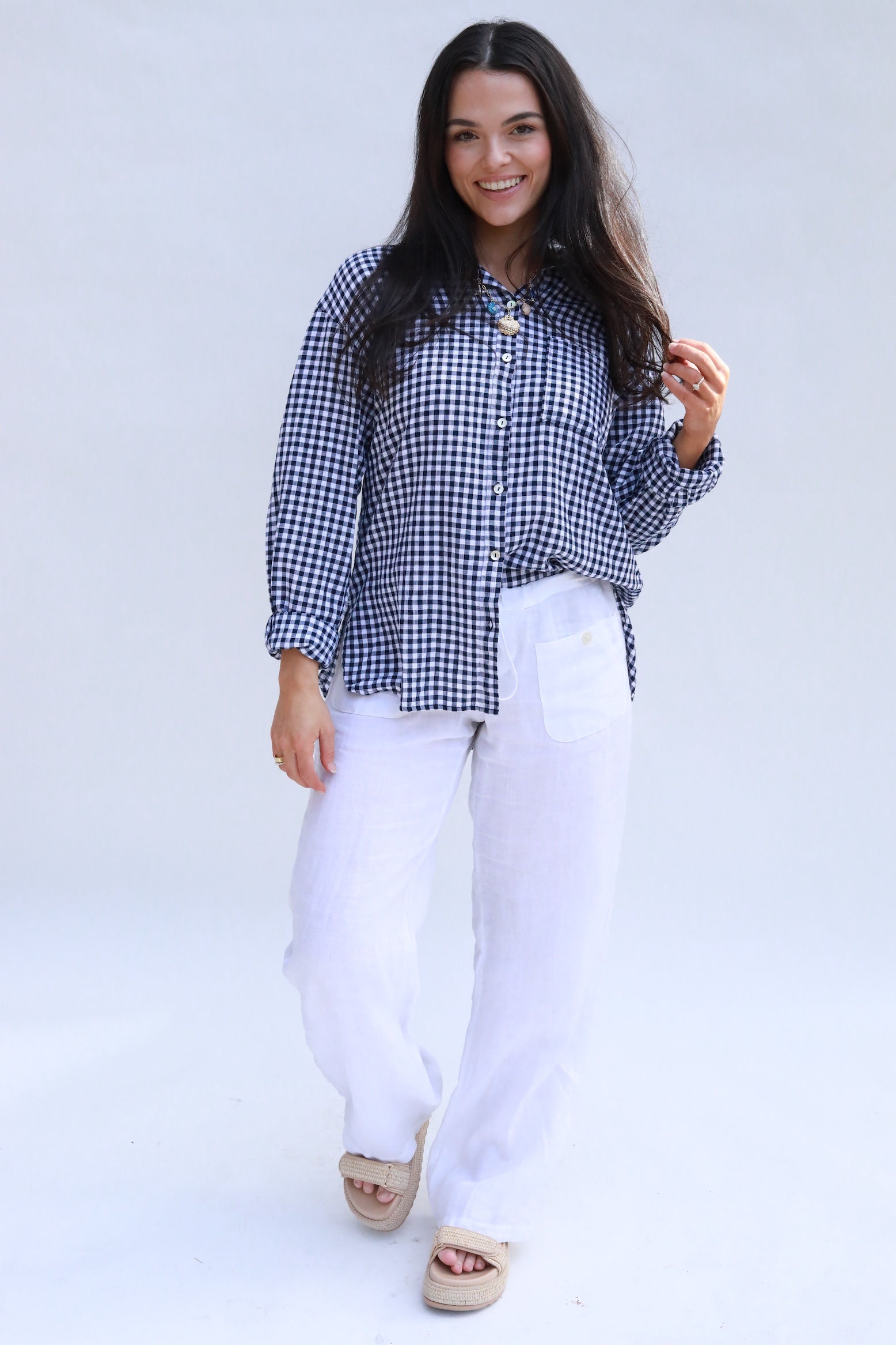 Plaid Button-Down Top