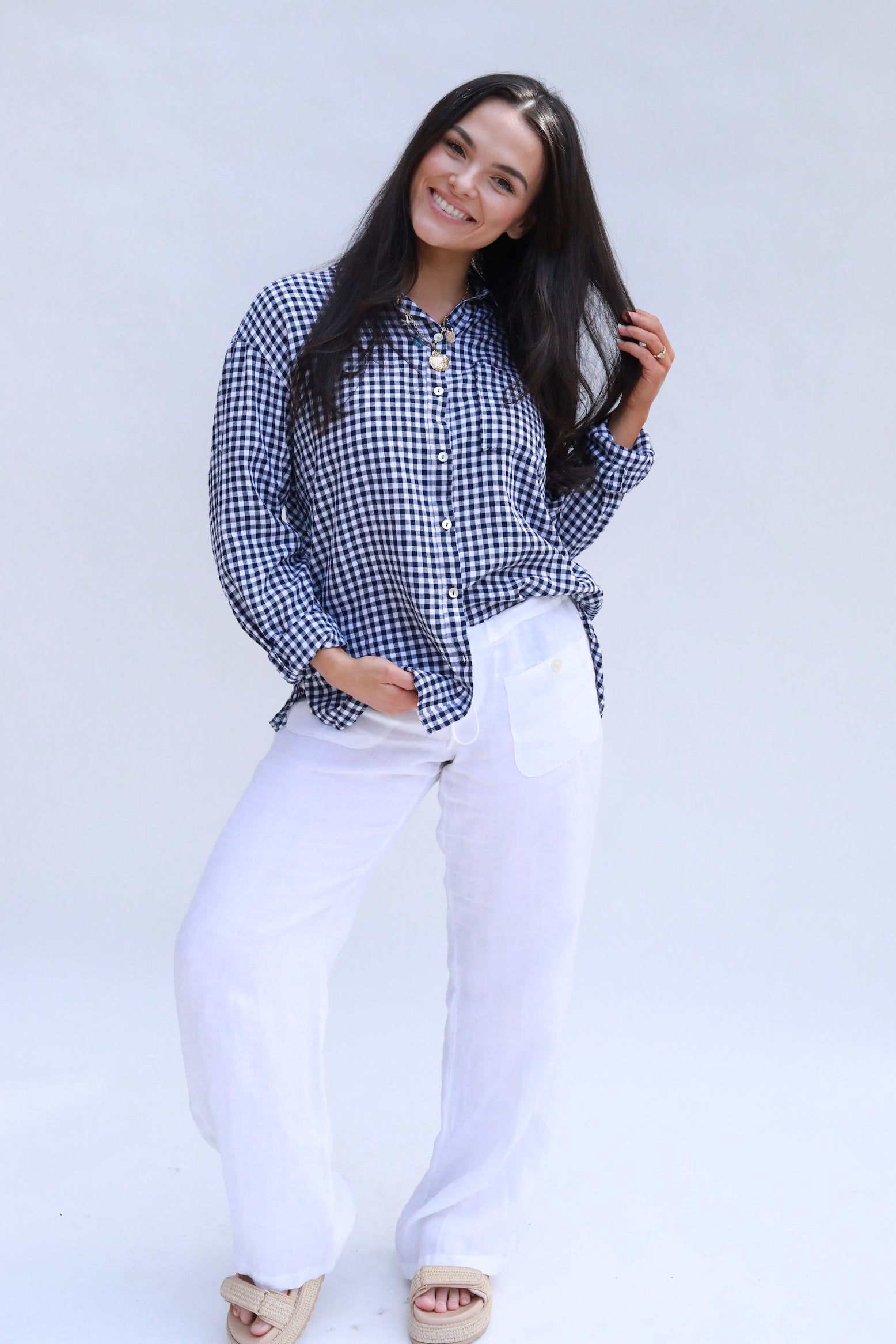 Plaid Button-Down Top