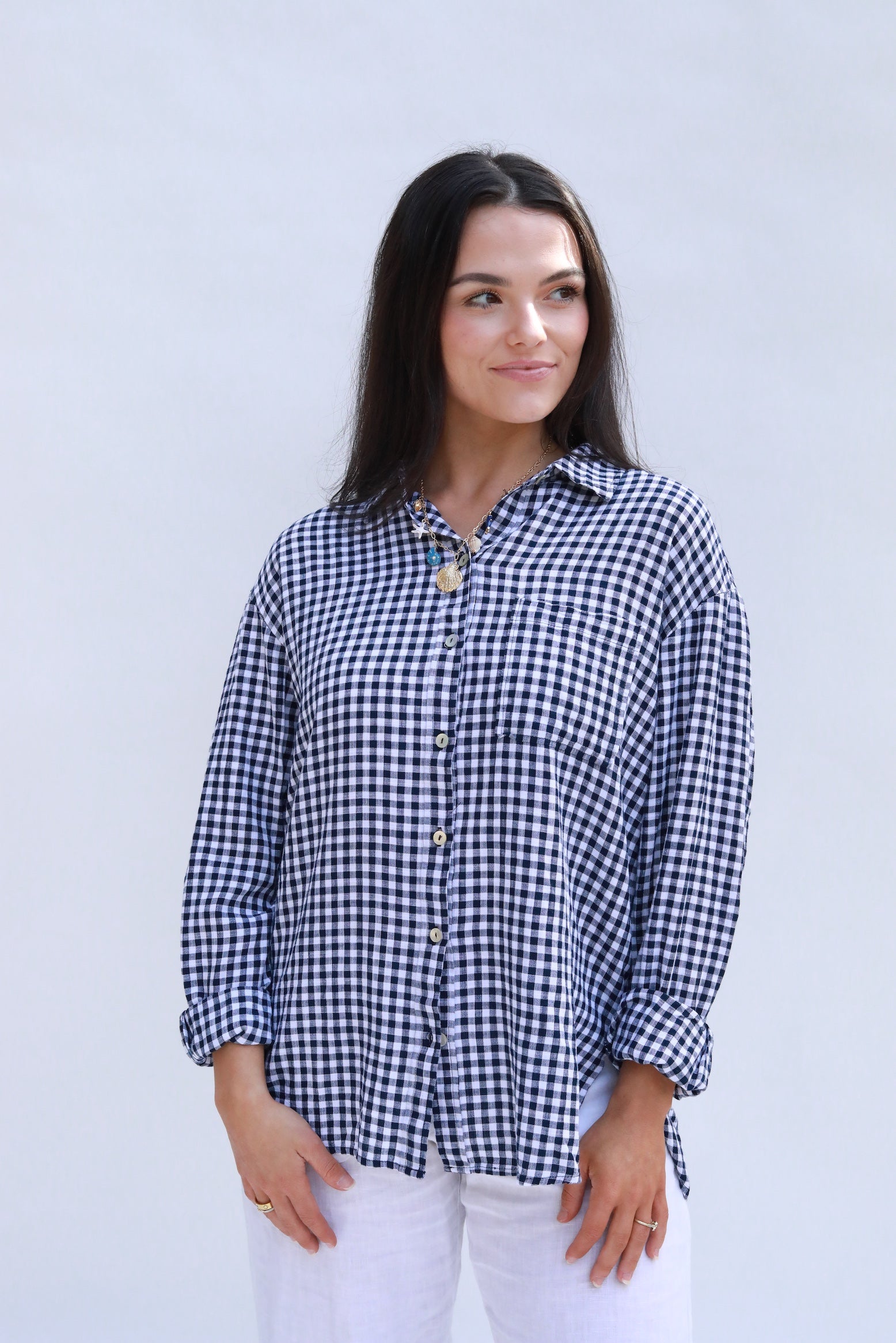 Plaid Button-Down Top