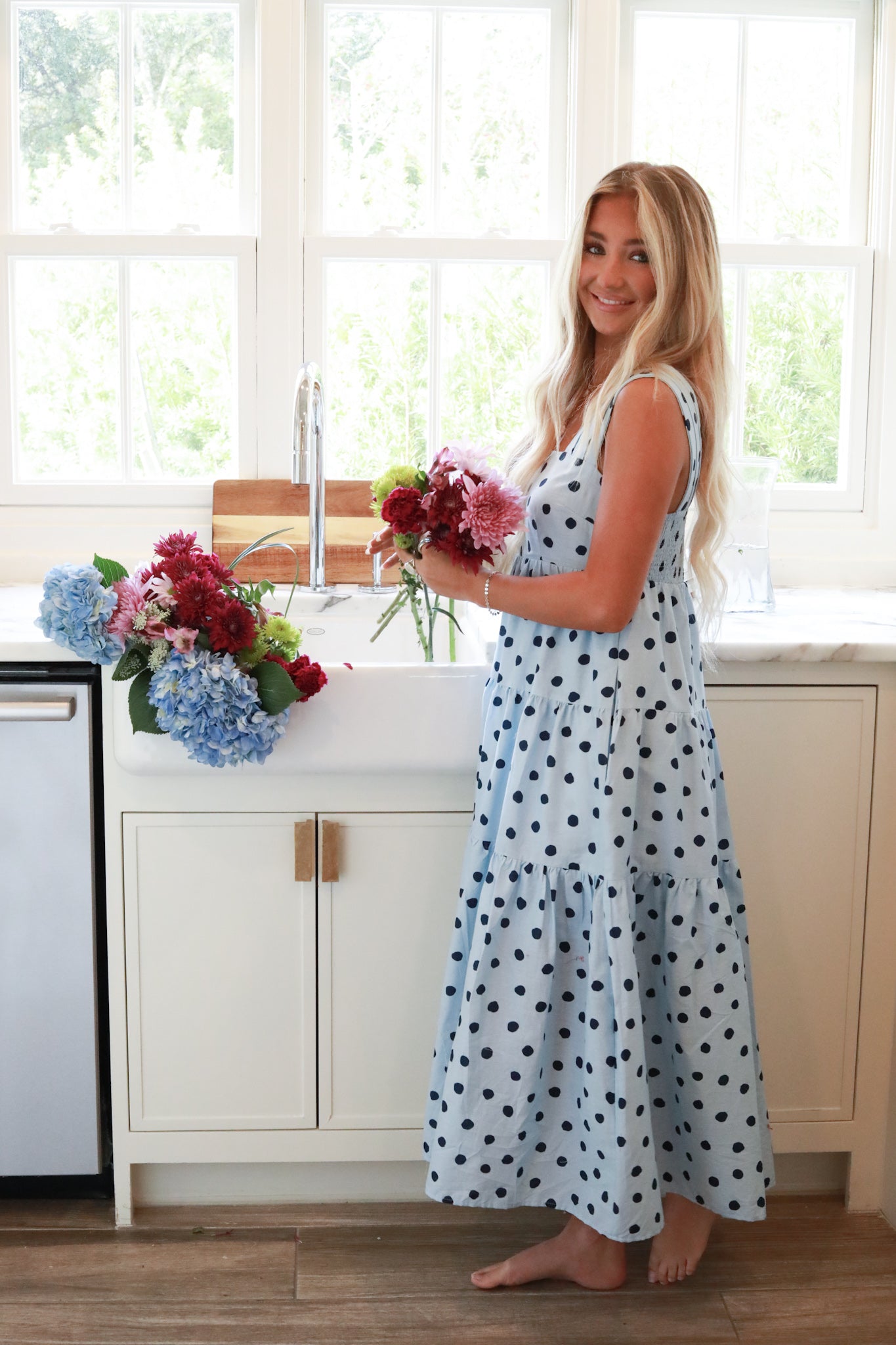 Polka Dot Tiered Midi Dress