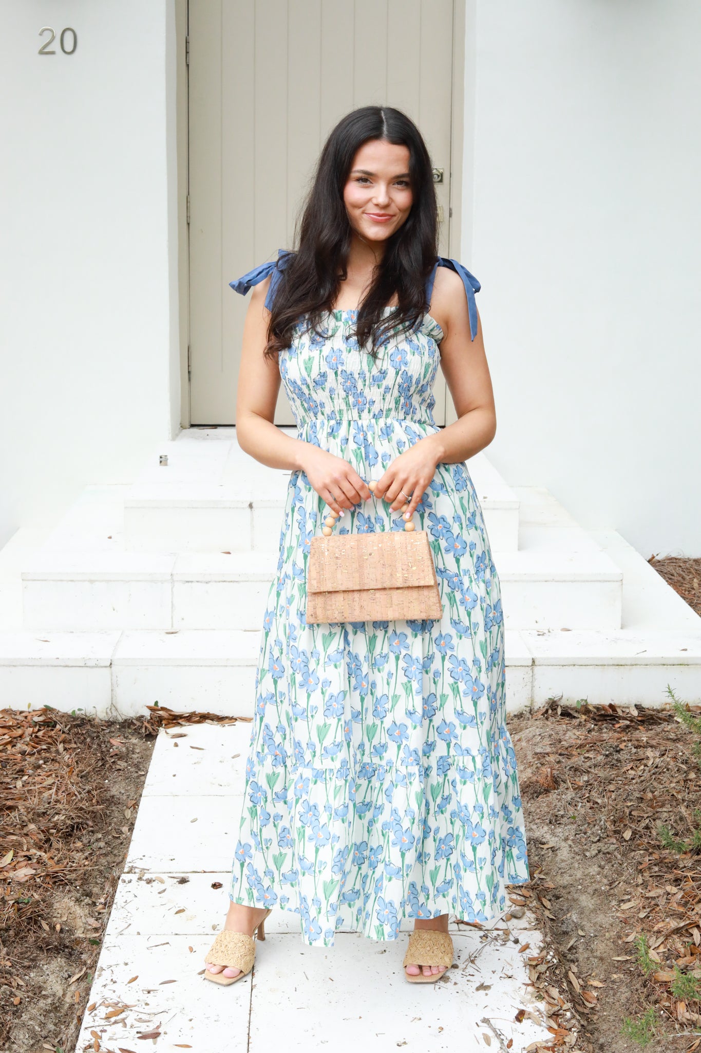 Floral Tie Shoulder Midi Dress