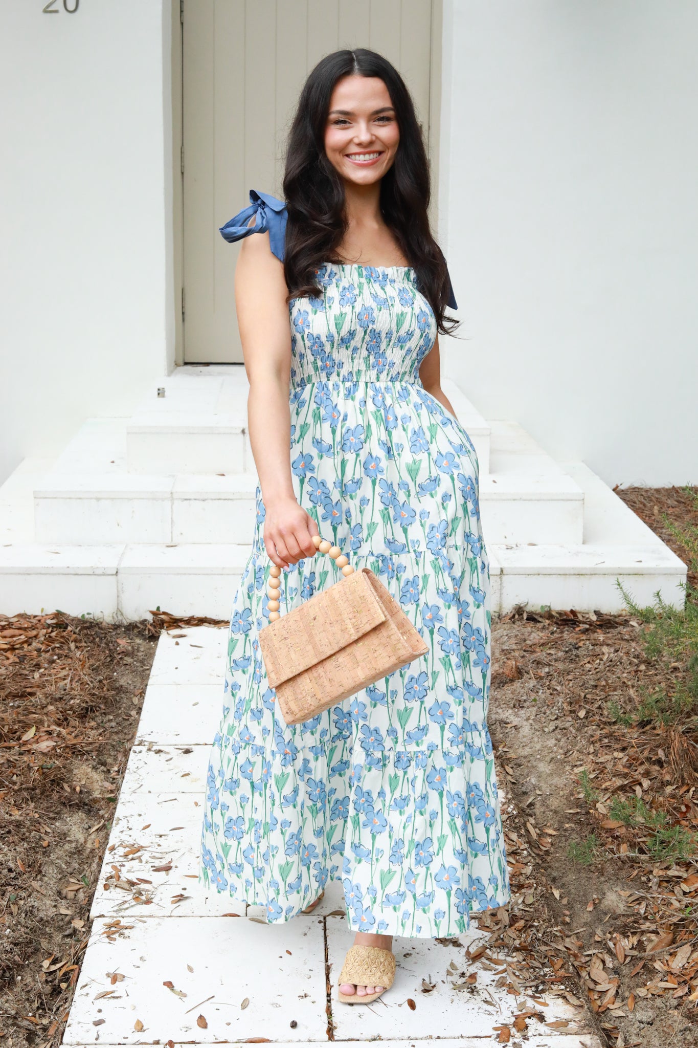 Floral Tie Shoulder Midi Dress