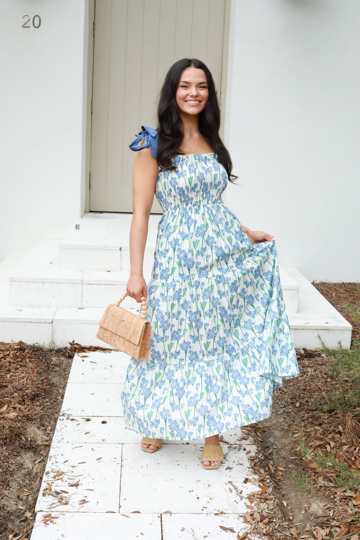 Floral Tie Shoulder Midi Dress