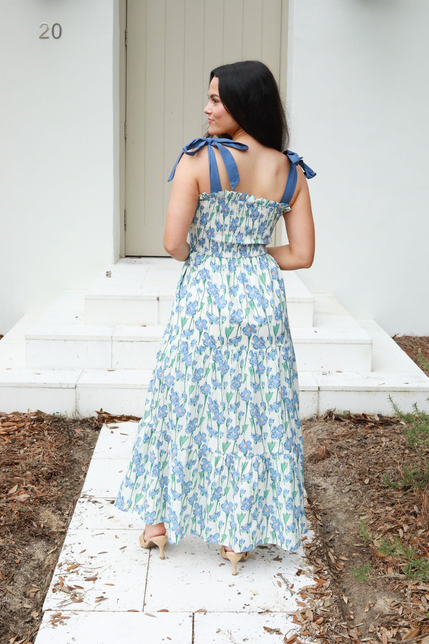 Floral Tie Shoulder Midi Dress