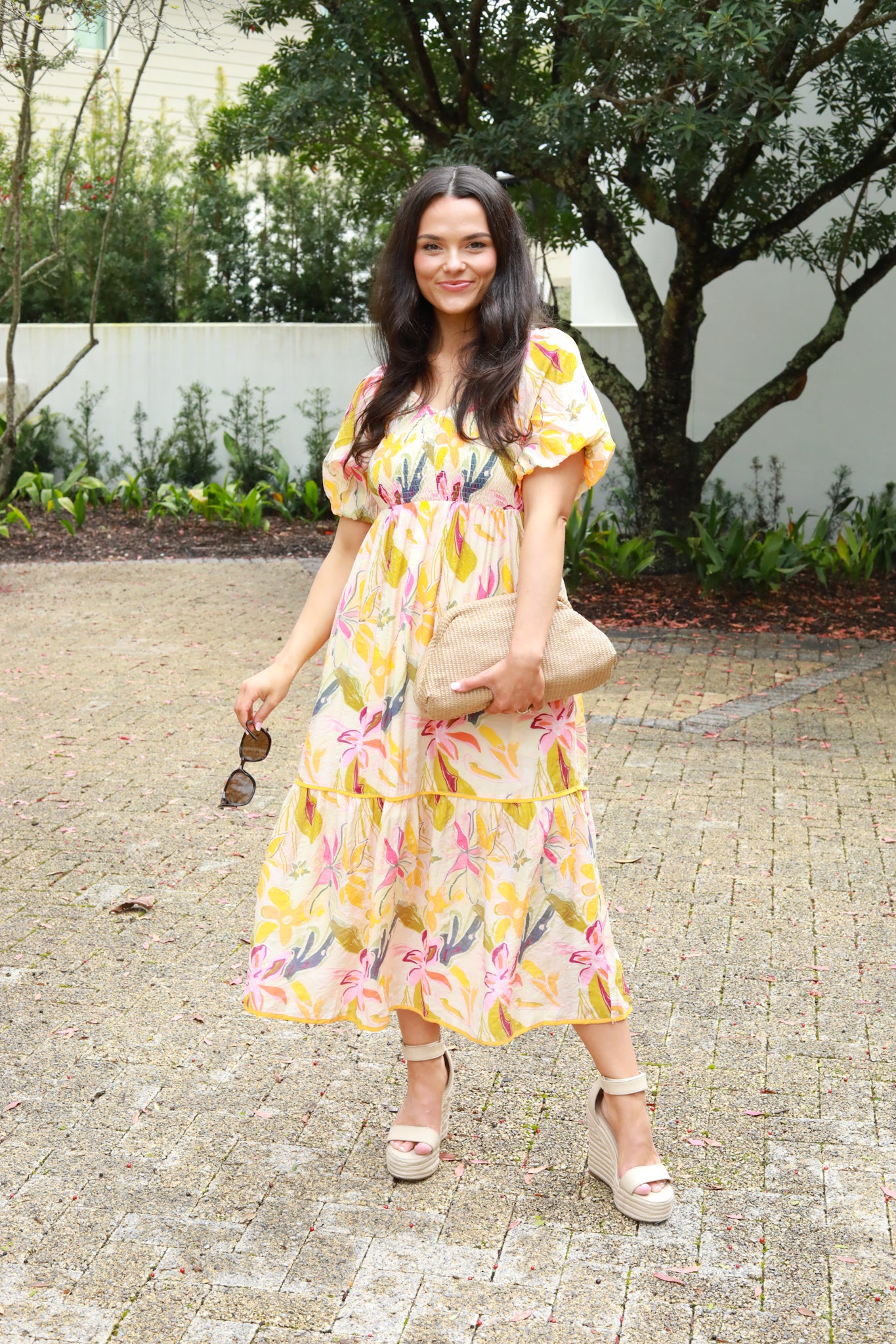 Soft Floral Puff Sleeve Dress