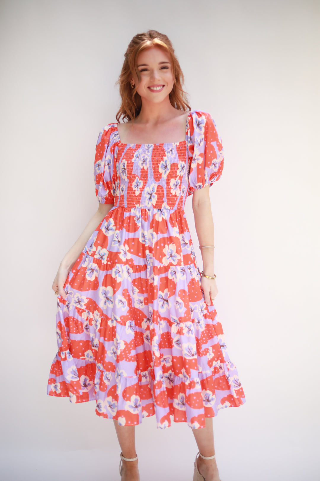 Smocked Top Floral Dress