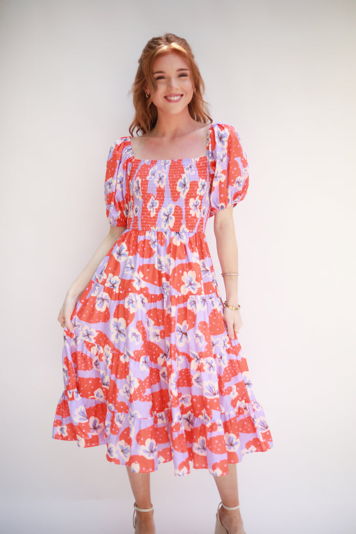 Smocked Top Floral Dress