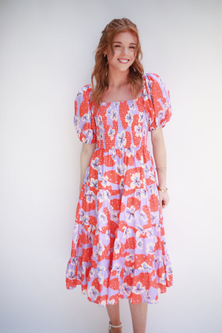 Smocked Top Floral Dress