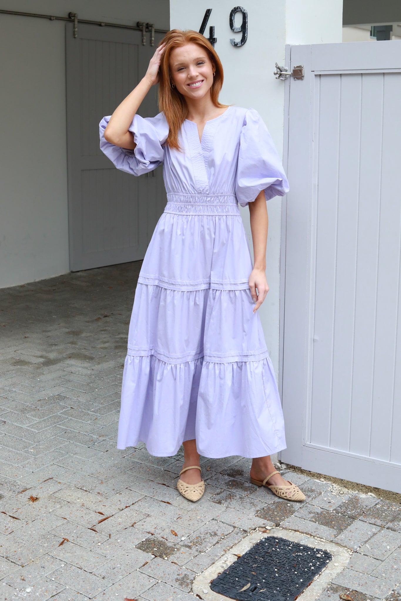 Puff Sleeve Midi Dress