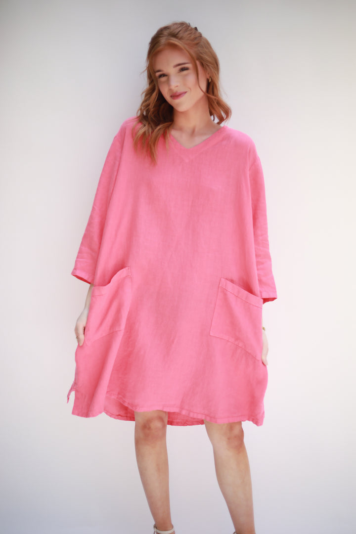 V-neck Linen Dress