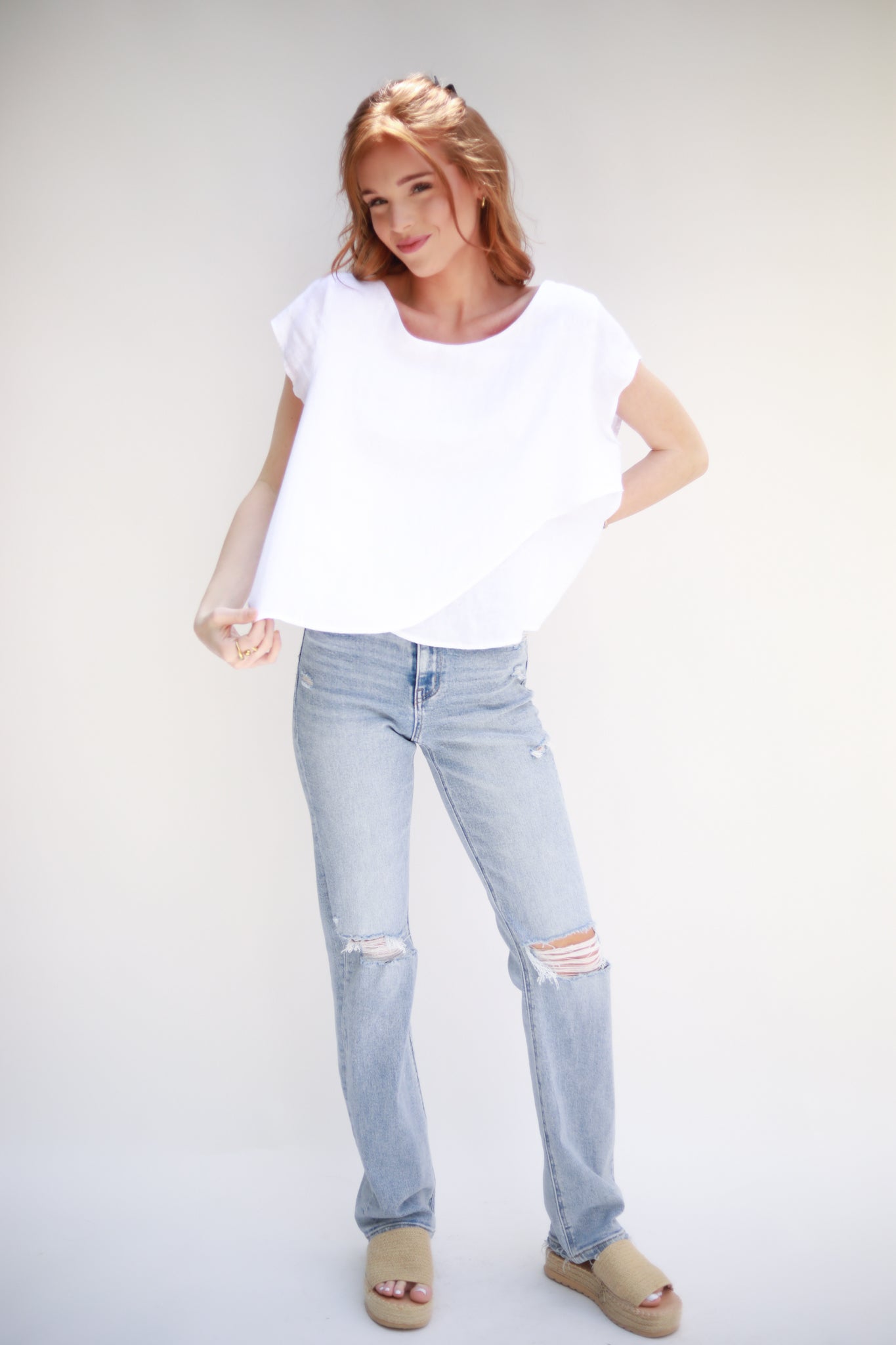 Cap Sleeve Crossover Top