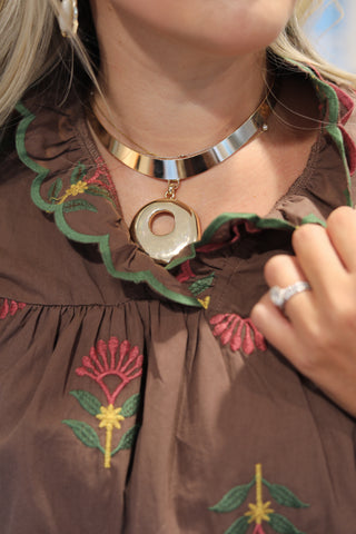 Oval Pendant Choker Necklace - The Pink Tulip Clothing