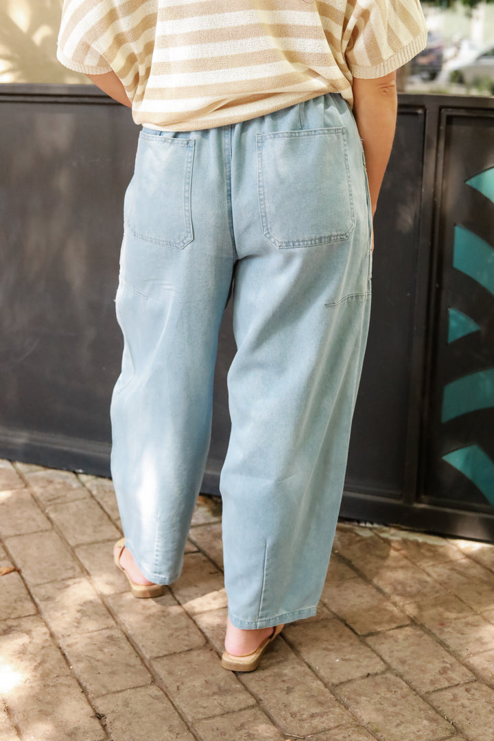 Tie Waist Barrel Pants