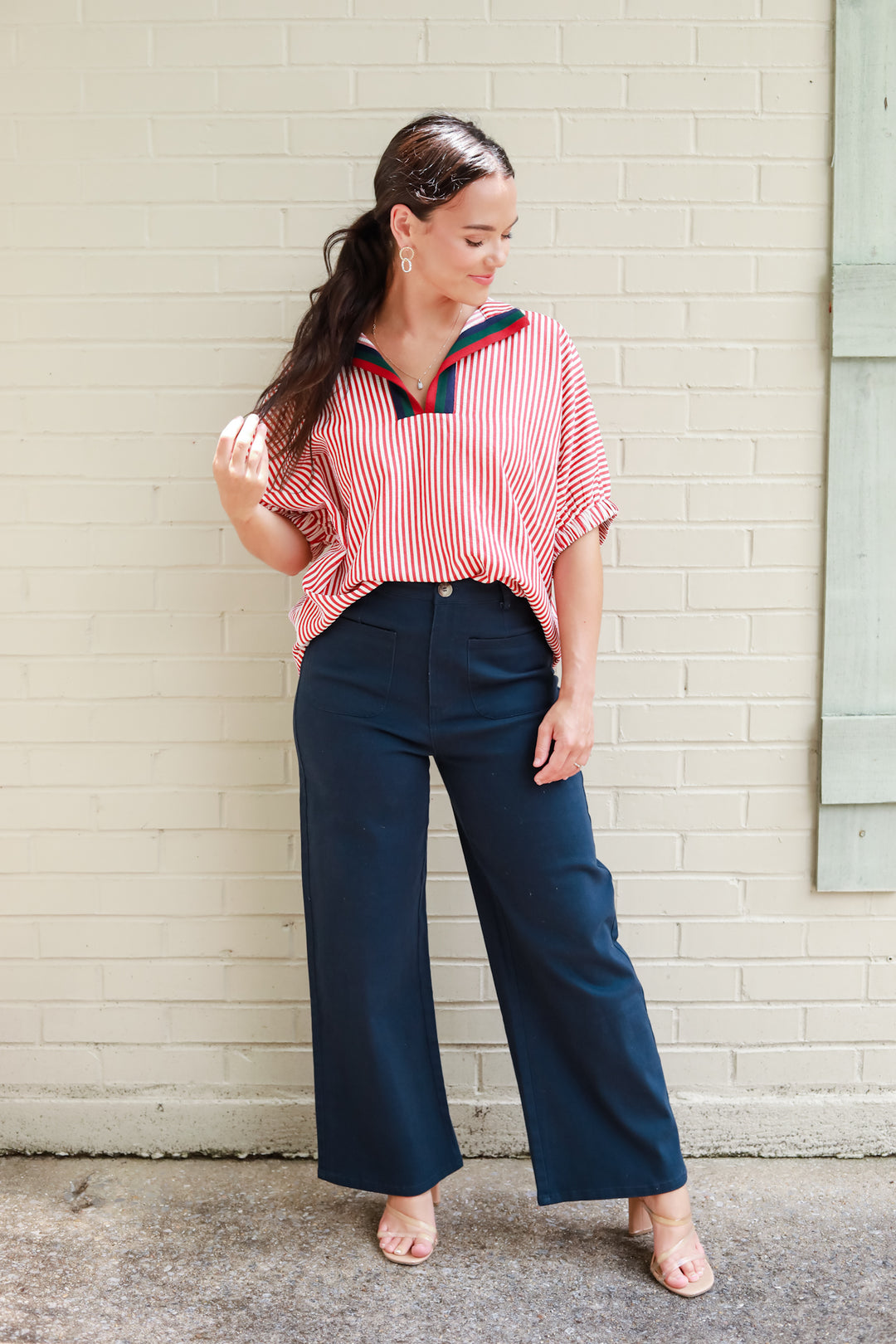 Sarah Stripe Trim Top