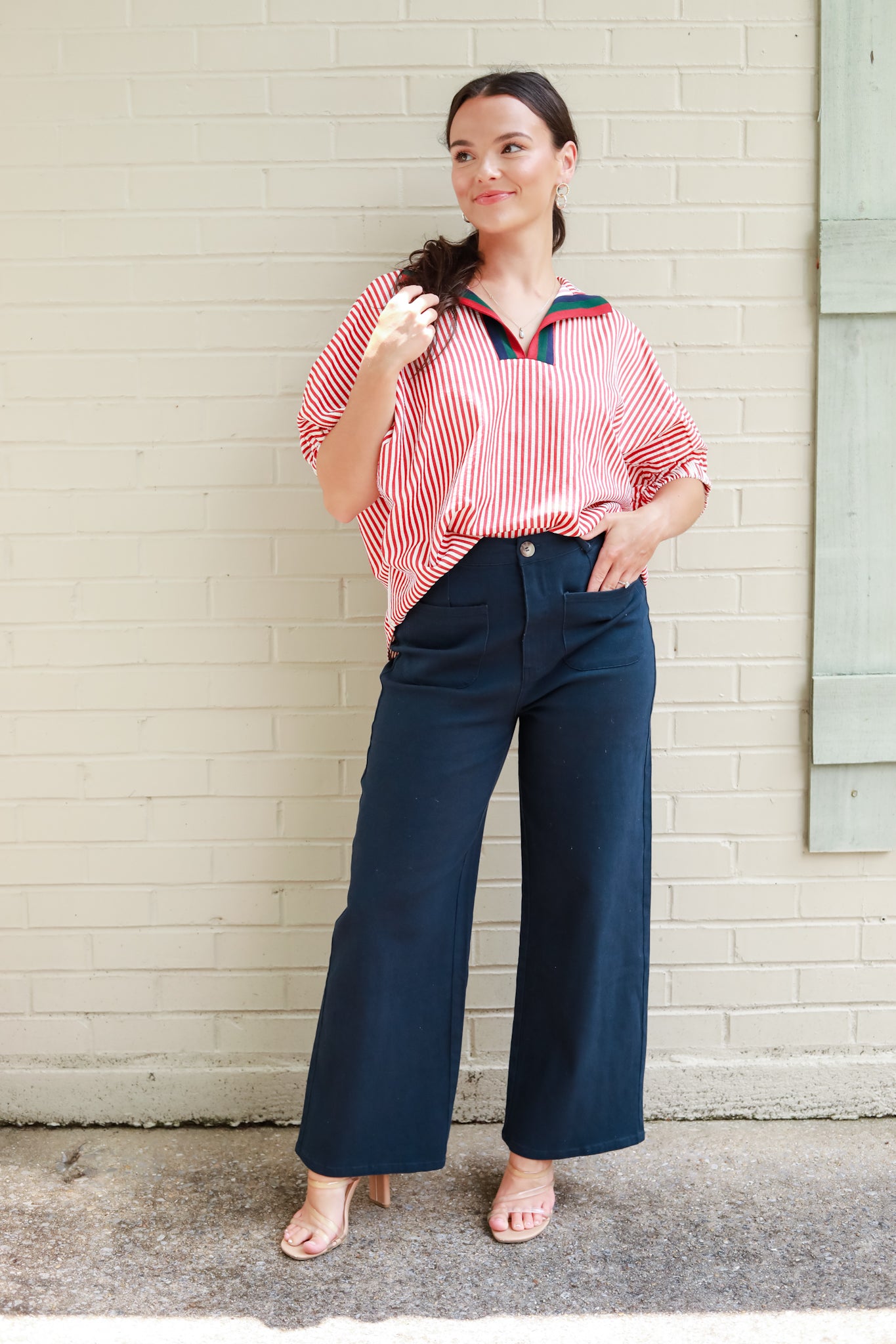 Sarah Stripe Trim Top