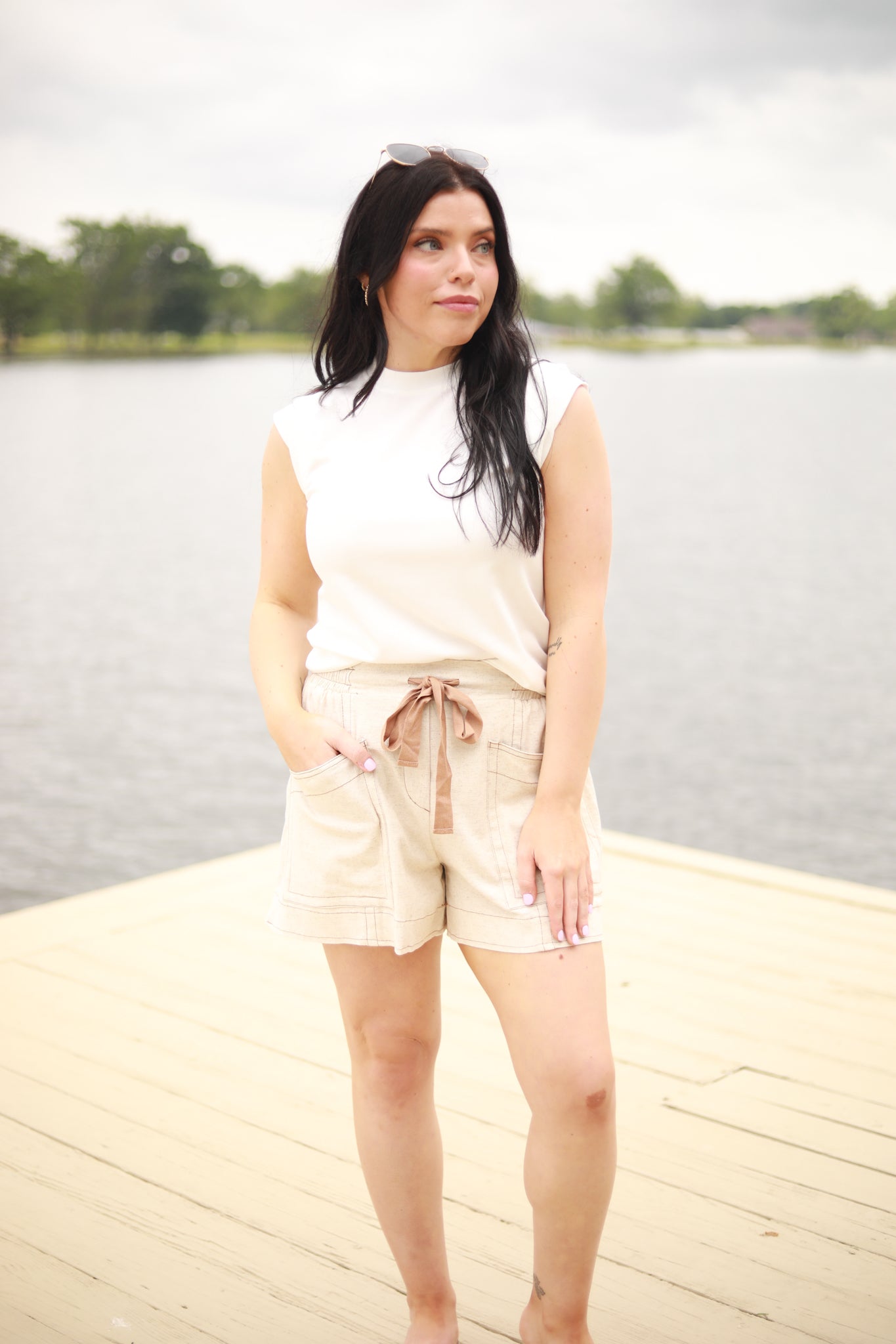 Cap Sleeve Crew Neck Top