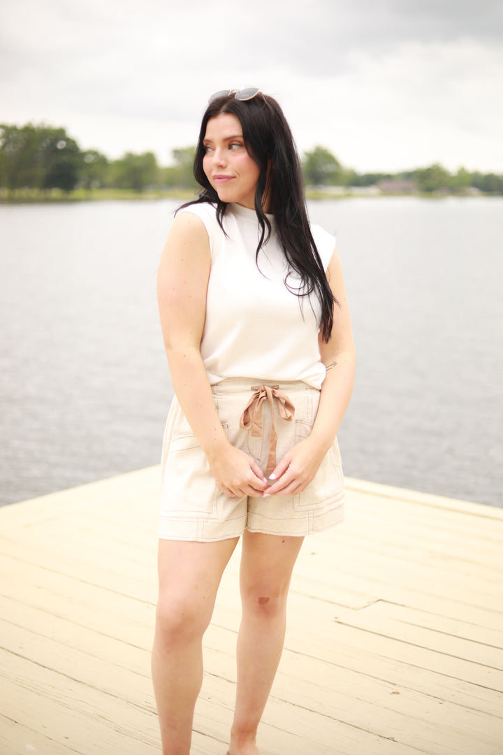 Cap Sleeve Crew Neck Top