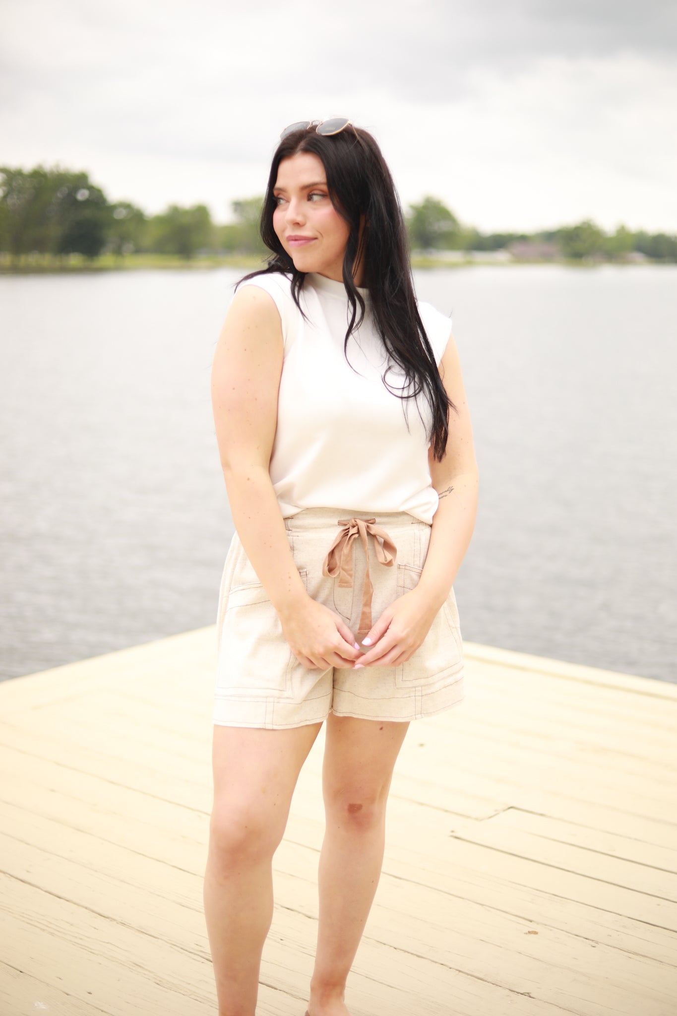 Cap Sleeve Crew Neck Top