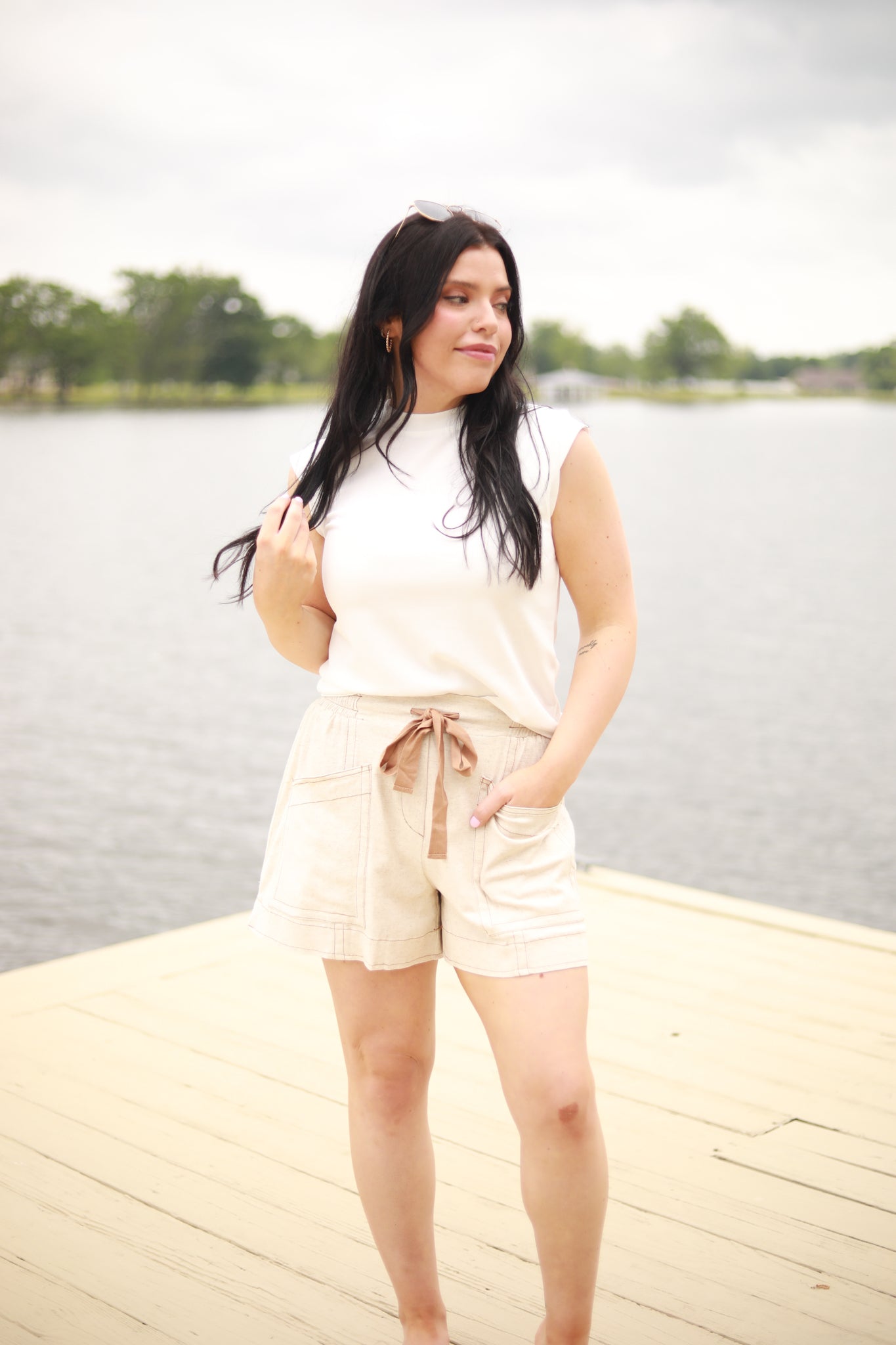 Cap Sleeve Crew Neck Top