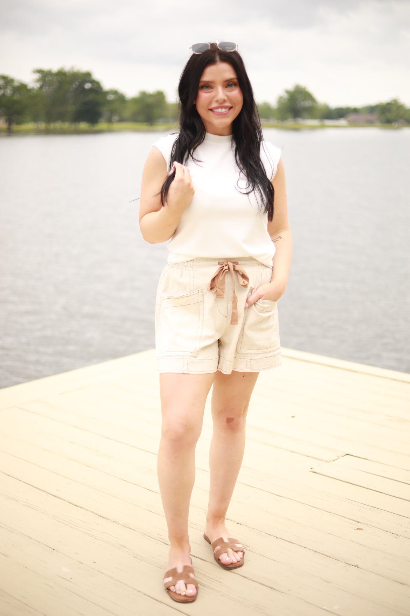 Cap Sleeve Crew Neck Top